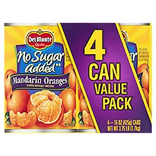 Del Monte No Sugar Added Mandarin Oranges Value Pack, 15 oz, 4 count