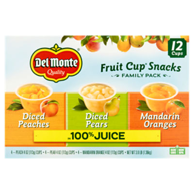 Del Monte Fruit Cup Snacks Family Pack, 4 oz, 12 count