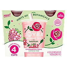 Joyba Strawberry Rose Bubble Tea with Botanicals, 12 fl oz, 4 count, 48 Fluid ounce
