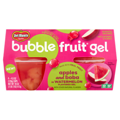 Del Monte Apples and Boba in Watermelon Flavored Bubble Fruit Gel, 4.5 oz, 4 count