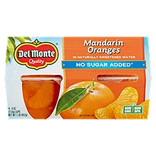 Del Monte Fruit Cup Snacks Mandarin Oranges No Sugar Added, 1 Pound