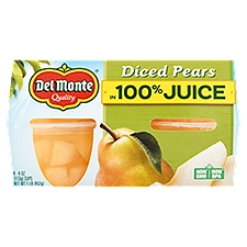 Del Monte Diced Pears in 100% Juice, 4 oz, 4 count