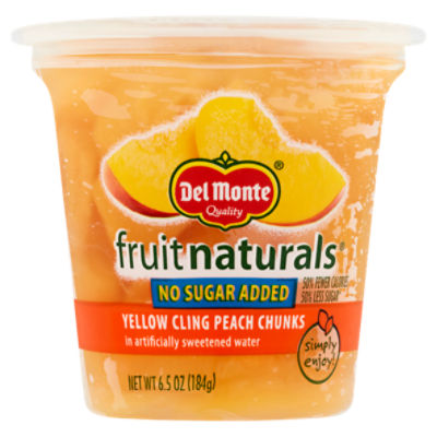 Del Monte Fruit Naturals No Sugar Added Yellow Cling Peach Chunks, 6.5 oz