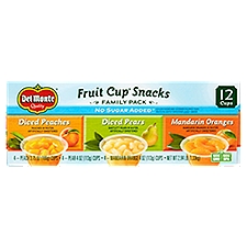 Del Monte No Sugar Added Fruit Cup Snacks Family Pack, 12 count, 2.94 lb