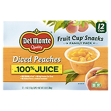 Del Monte Fruit Cup Snacks Diced in 100% Juice, Peaches, 3 Pound