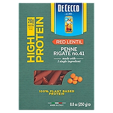 De Cecco Red Lentil Penne Rigate No. 41, Pasta, 8.8 Ounce