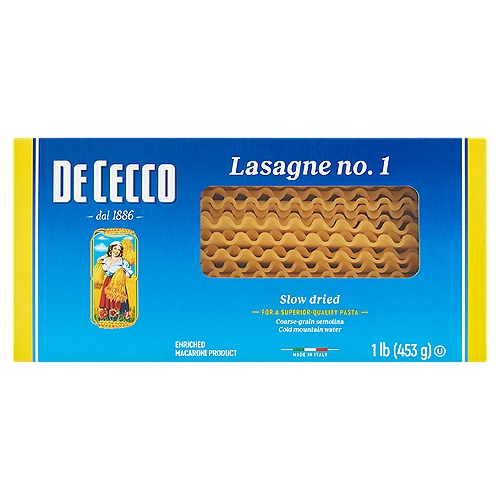 De Cecco Lasagne No. 1 Pasta, 1 lb
Enriched Macaroni Product