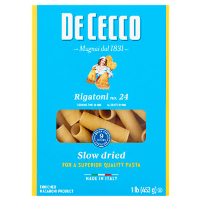 De Cecco Pasta, Rigatoni No. 24 1 Lb, Tubes & Shells