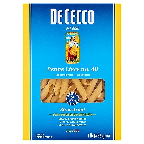 Small, smooth tubular pasta noodles. Best with meat and thicker tomato-based sauces with vegetables. Excellent in baked dishes and pasta salads. Bronze drawn pasta dried at low temperatures. Made in Italy since 1866.