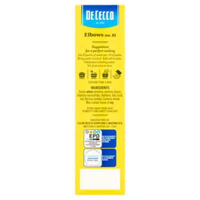 De Cecco Elbows No. 81 Pasta, 1 lb