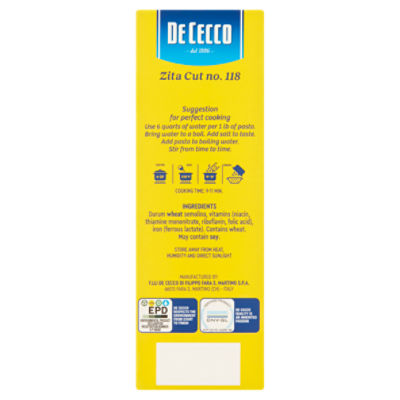 De Cecco Zita Cut No. 118 Pasta, 1 lb - Fairway