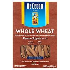De Cecco Whole Wheat Penne Rigate No. 41, Pasta, 13.25 Ounce