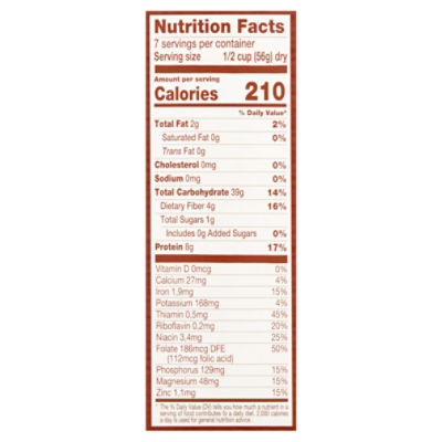 whole grain pasta nutrition label