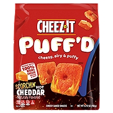 Cheez-It  Puff'd Puffed Snack Crackers Scorchin' Hot Cheddar, Cheesy Baked Snacks, 5.75 Ounce