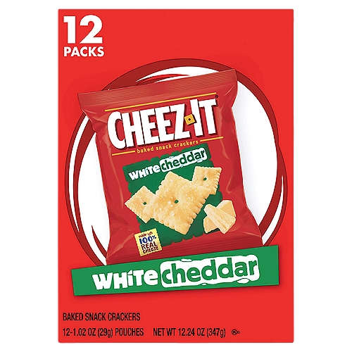 Cheez-It White Cheddar Baked Snack Crackers, 12.24 oz, 12 Count