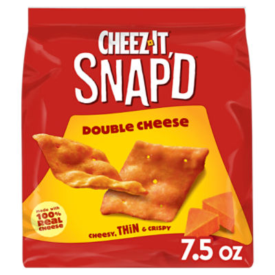 CheezIt Snap'd Cheese Cracker Chips, Thin Crisps, Double Cheese, 7.5oz