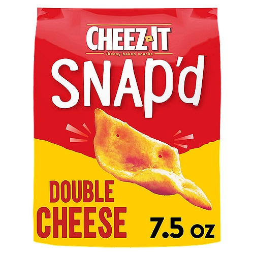 Cheez-It Snap'd Double Cheese Cheesy Baked Snacks, 7.5 oz
Make snack time more satisfying with the bold flavor and big crunch of Cheez-It Grooves Bold Cheddar. Each cracker features a bold hit of cheese and crunchy ridges for an enjoyable pick-me-up. A baked snack, Cheez-It Grooves are made with 100% real cheese that has been aged for a one-of a kind taste. Perfect for a bite at the office, after school snacks, while gaming with friends and any other time you need a snack break; the cheesy options are endless! Ideal for on the go, Cheez-It Grooves are great to enjoy in the car on a road trip or while running errands. They are also a tasty addition to homemade snack mixes and party mixes. Irresistably cheesy, Cheez-It Grooves Bold Cheddar have so much flavor, it's a mind crunch.