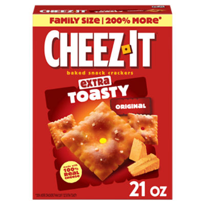 Cheez-It Original Extra Toasty Baked Snack Crackers Family Size, 21 oz