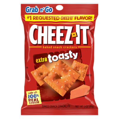 Cheez-It Extra Toasty Cheese Crackers, Baked Snack Crackers, 3 oz Bag, 3 Ounce