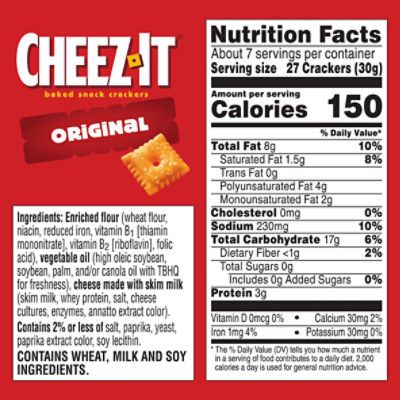 Cheez-It Original Baked Snack Crackers, 7 oz - Fairway