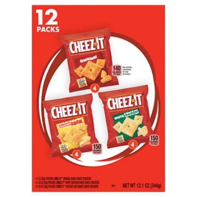 Cheez-It Original, Cheddar Jack, White Cheddar Baked Snack Crackers, 12 ...