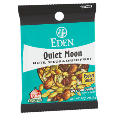 Eden Pocket Snacks Very Low Sodium Quiet Moon Nuts, Seeds & Dried Fruit, 1 oz