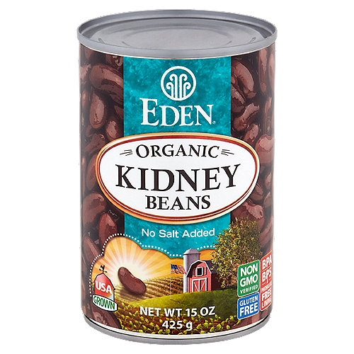 Eden Organic No Salt Added Kidney Beans, 15 oz
USA Dark Red Kidney Beans soaked overnight and pressure cooked with no chemicals. Kombu is for the best taste, to soften, and help to assimilate. Protein, fiber, thiamin B1, folate B9, iron, magnesium, and zinc.
Eden BPA, BPS, & phthalate free cans, the safest since 1999.