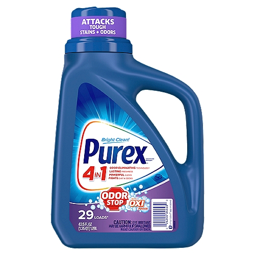 Fight tough odors and give your clothes 30 days of freshness with Purex Odor Release laundry detergent. A staple laundry supply for any home - Purex liquid laundry detergent is ideal for everyday use. It's specially formulated with stain fighting actives to go deep into fabric fibers to remove ground-in dirt and stains. Put simply, it's great laundry detergent at an affordable price. Purex Liquid Laundry Detergent - an extraordinary clean from an all-purpose laundry detergent. Purex laundry detergent is safe for all washing machines including High Efficiency (HE). Purex - Bright Clean, Smart Value.