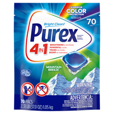 Purex Mountain Breeze 4in1 Concentrated Detergent, 70 count, 2.31 lb