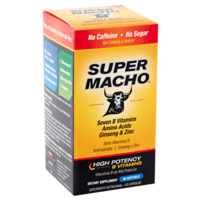 Super Macho High Potency B Vitamins Dietary Supplement, 50 count