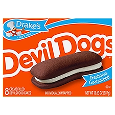 Drake's Devil Dogs Creme Filled Devils Food Cakes, 8 count, 13.63 oz