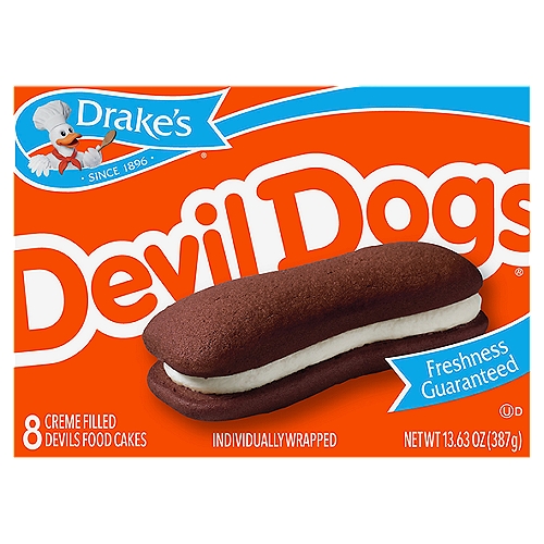 Drake's Devil Dogs Creme Filled Devils Food Cakes, 8 count, 13.63 oz