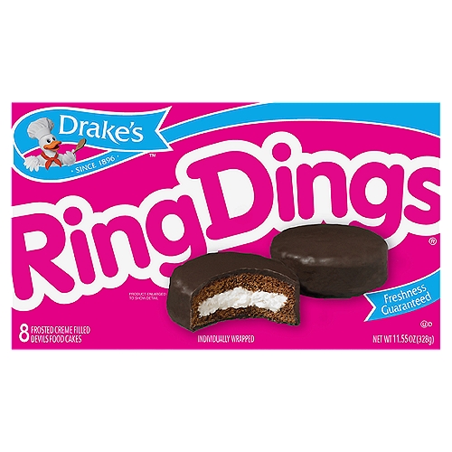 Drake's Ring Dings Frosted Creme Filled Devils Food Cakes, 10 count, 14.44 oz