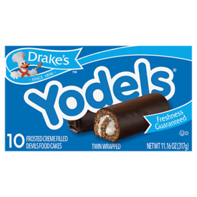 Drake's 5 Twin Packs Yodels Frosted Creme Filled Devils Food Cakes 10 ea, 11 Ounce