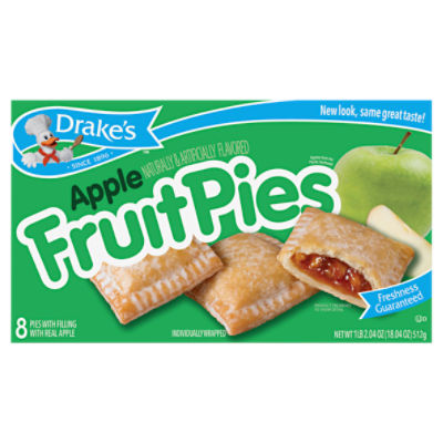 Drake's Apple Fruit Pies, 8 count, 1 lb 2.04 oz, 18.04 Ounce