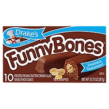 Drake's Funny Bones Frosted Peanut Butter Creme Filled Devils Food Cakes, 10 count, 13.73 oz