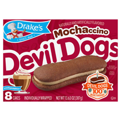 Drake's Devil Dogs Mochaccino Flavored Creme Filled Devils Food Cakes, 8 count, 13.63 oz