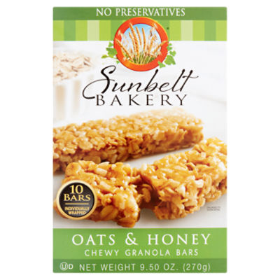 Sunbelt Bakery Oats & Honey Chewy Granola Bars, 10 count, 9.50 oz