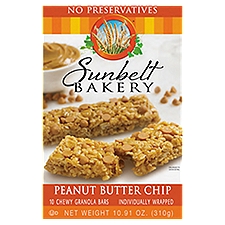 Sunbelt Bakery Peanut Butter Chip Chewy Granola Bars, 10 count, 10.91 oz