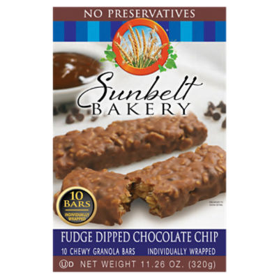Sunbelt Bakery Fudge Dipped Chocolate Chip Chewy Granola Bars, 10 count, 11.26 oz