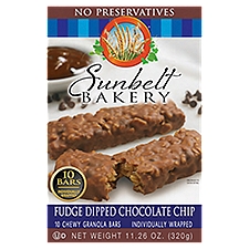 Sunbelt Bakery Fudge Dipped Chocolate Chip Chewy Granola Bars, 10 count, 11.26 oz