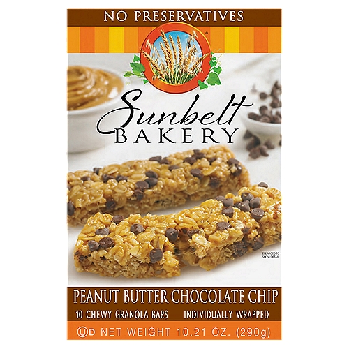 Sunbelt Bakery Peanut Butter Chocolate Chip Chewy Granola Bars, 10 count, 10.21 oz
