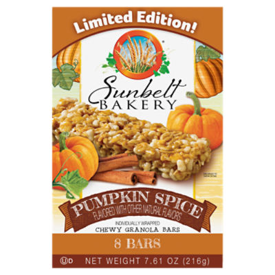 Sunbelt Bakery Pumpkin Spice Chewy Granola Bars Limited Edition!, 8 count, 7.61 oz