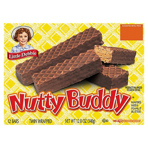 Little Debbie Nutty Buddy Wafers with Peanut Butter, 12 count, 12.0 oz