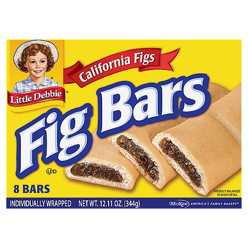 Little Debbie Fig Bars, 8 count, 12.11 oz
The fig is an ancient fruit enjoyed across many cultures for centuries. Fig trees were brought to California with the establishment of Spanish missions.

Today, California is the source of nearly 100% of our country's dried figs, a sweet and sumptuous fruit you can feel good about eating. When you bite into a Little Debbie Fig Bar, we hope you enjoy the soft outer cookie and the delicious blend of figs grown in the beautiful and sunny San Joaquin Valley!