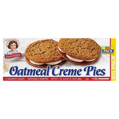 McKee Little Debbie Oatmeal Creme Pies Sandwich Cookies Big Pack, 12 count, 31.78 oz