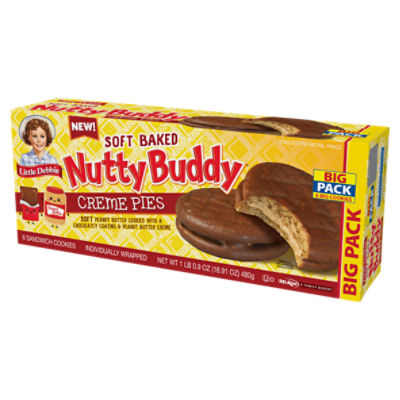 Little Debbie Soft Baked Nutty Buddy Creme Pies, 6 count, 1 lb 0.9 oz