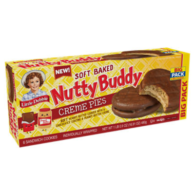 Little Debbie Soft Baked Nutty Buddy Creme Pies, 6 count, 1 lb 0.9 oz