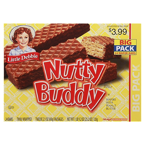Little Debbie Nutty Buddy Big Pack Wafer Bars with Peanut Butter 24 ea