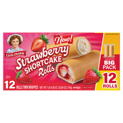 Little Debbie Strawberry Shortcake Twin Wrapped Rolls Big Pack, 12 count, 20.08 oz